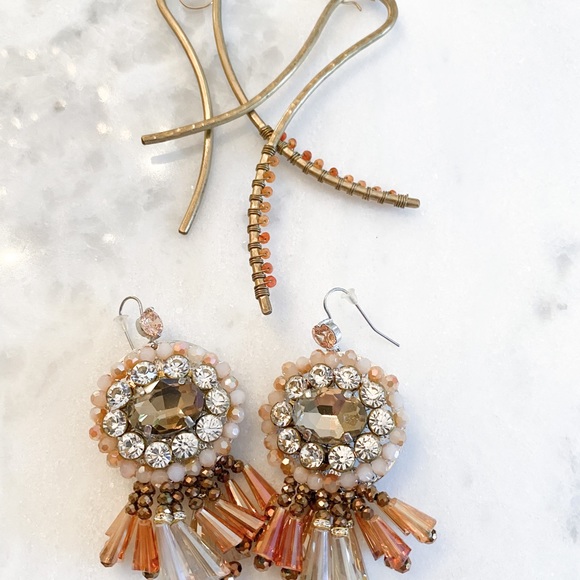 Jewelry - Orange Beaded Crystal Earring Bundle
